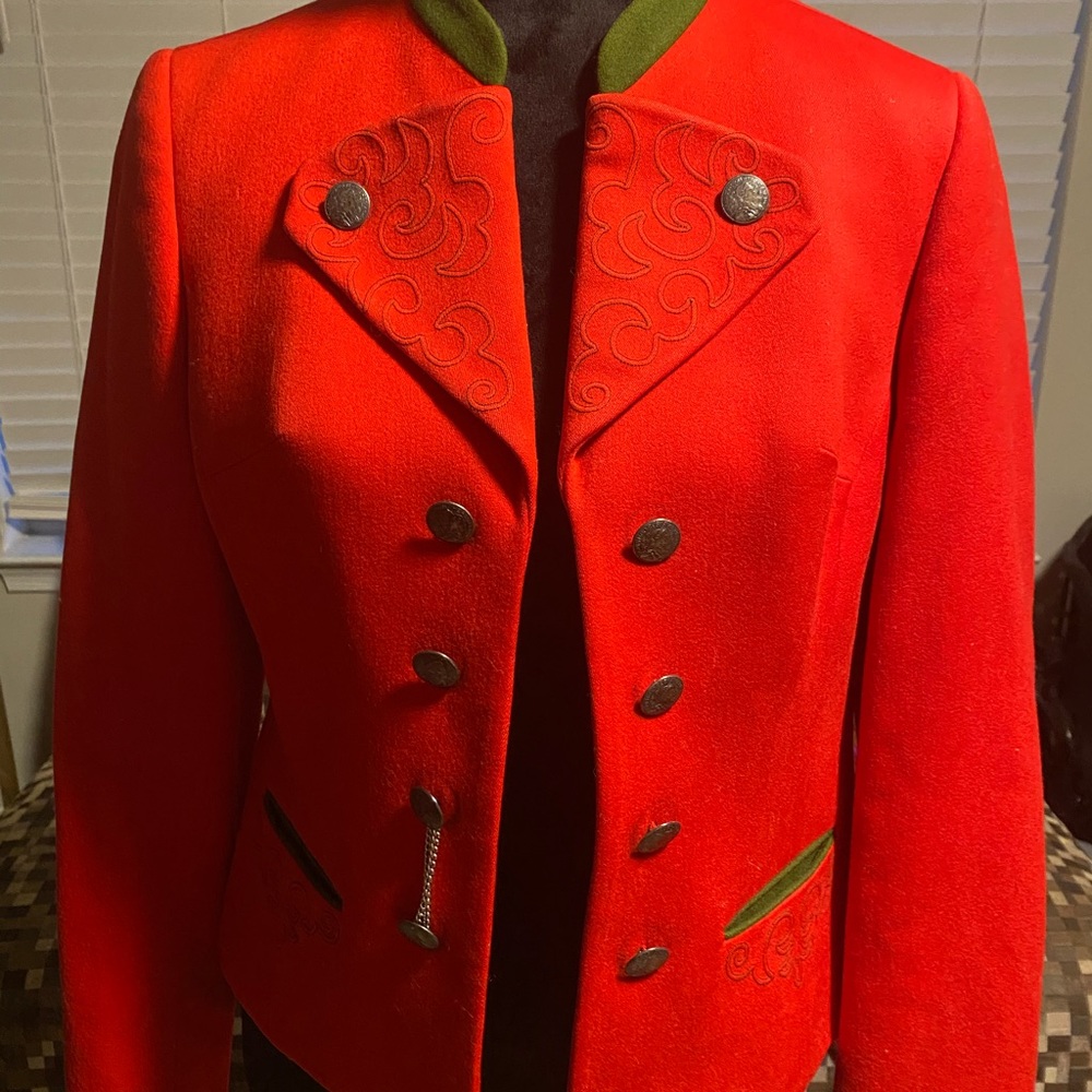 Vintage Tofana Modell Red and Olive Green Military Jacket size M